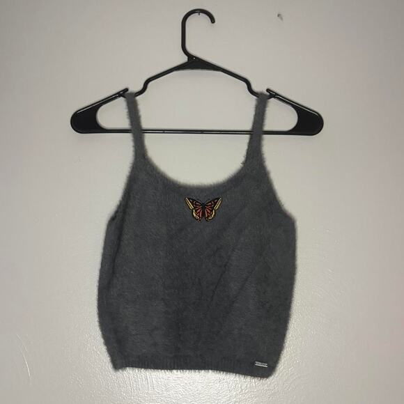 Grey fuzzy tank top| Skims Style | Crop Top | Grunge | Soft - Picture 1 of 7